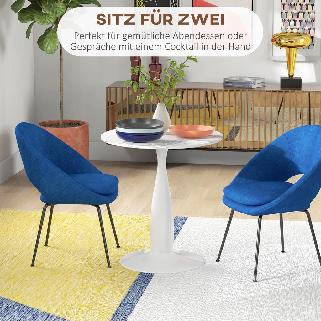 Round Dining Table, Powder-Coated Steel, MDF with Melamine, Non-Slip Feet, 70 X 74 Cm, White