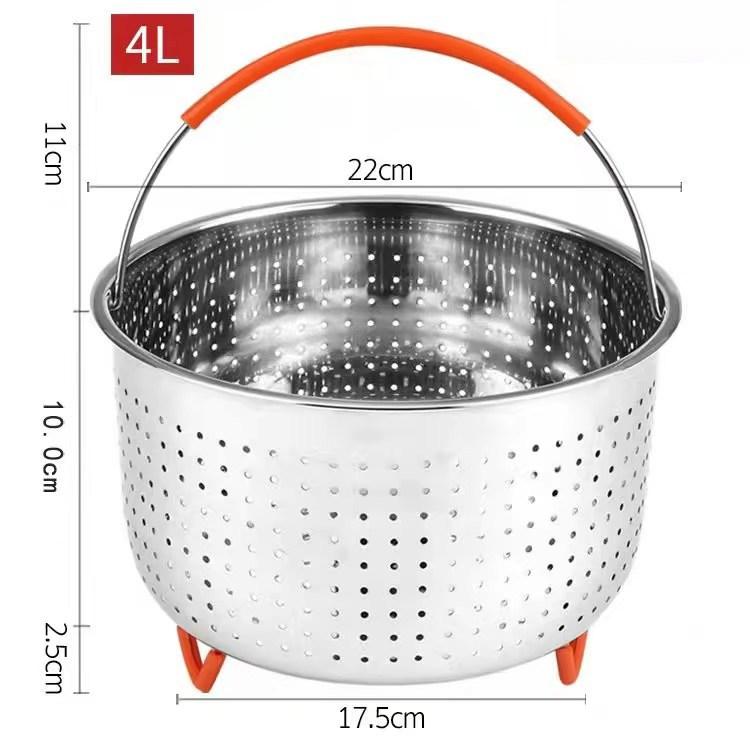 304 Stainless Steel Rice Steaming Basket, Vegetable Washing Basket, Drain Device, Pressure Cooker, Steaming Basket with Food Grade Silicone Handle
