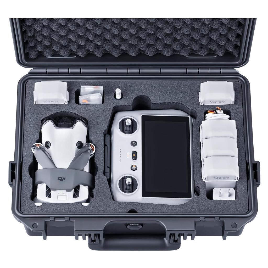 Lykus Titan MM410 Waterproof Case for DJI Mini 4 ProMini 3Pro, DJI RC 2RCRC-N2N1 Transmitters and Straps, Holds 7 Items [Case Only]