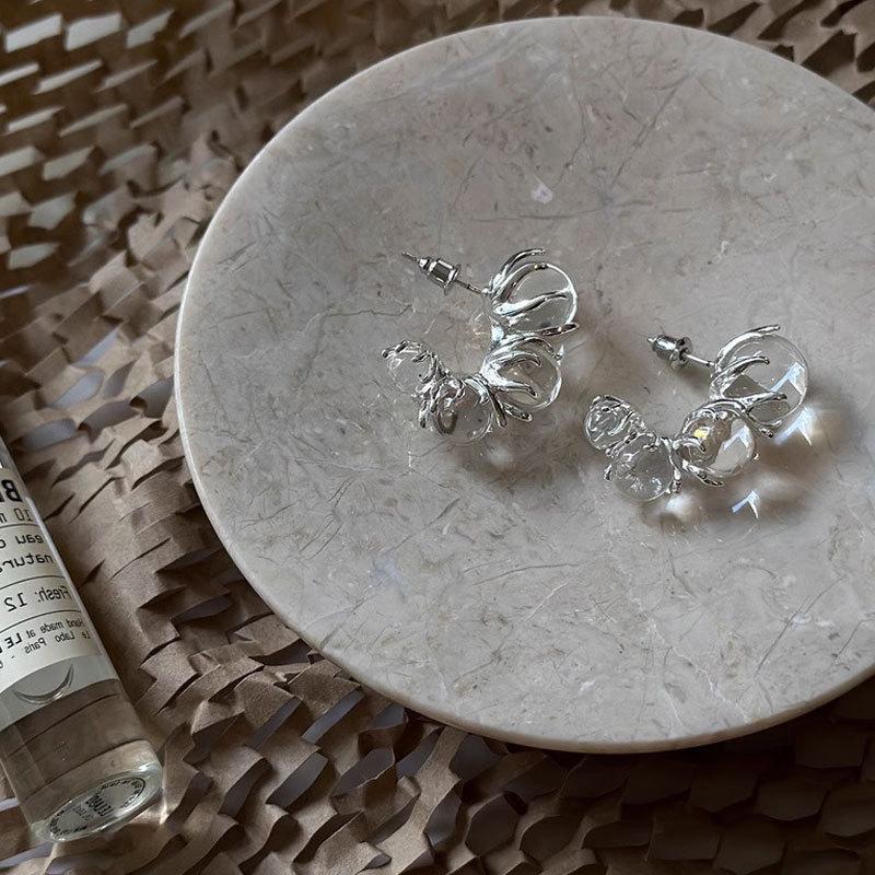 Trend Transparent Balls Rotunde Cercei Stud Pentru Femei Cercei Pentru Fete Bijuterii