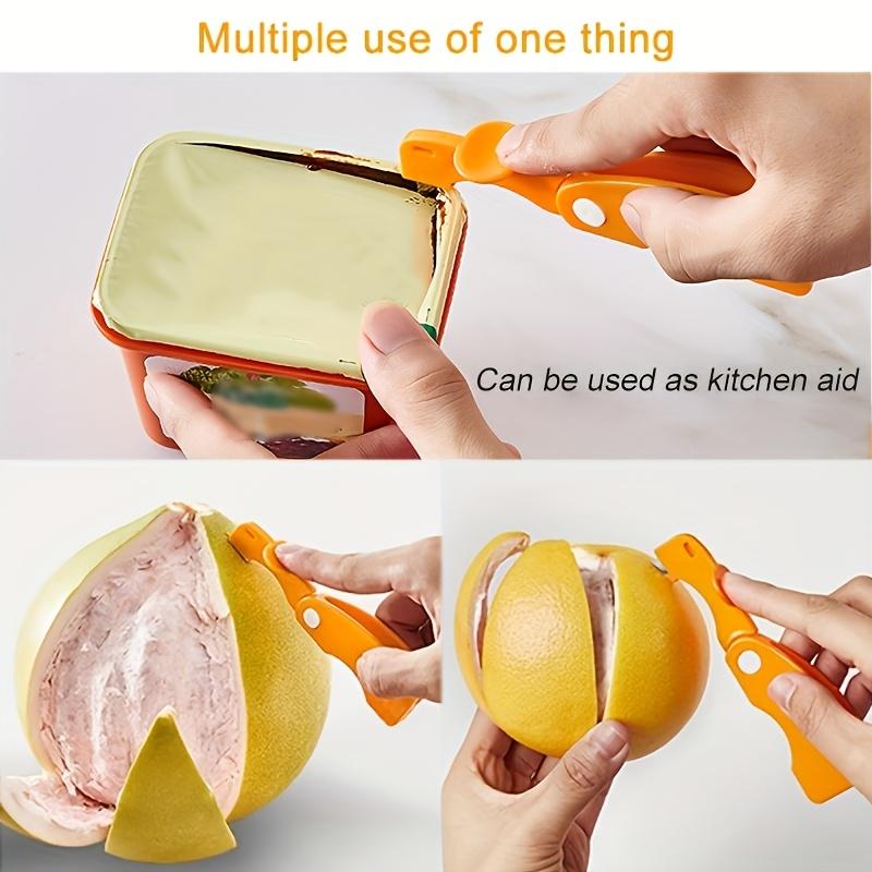 Portable Folding Orange Peeler – Multi-functional, Easy-grip Metal Fruit Slicer and Peeler, Food Contact Safe, Ideal for Kitchen Use, Orange Peeler