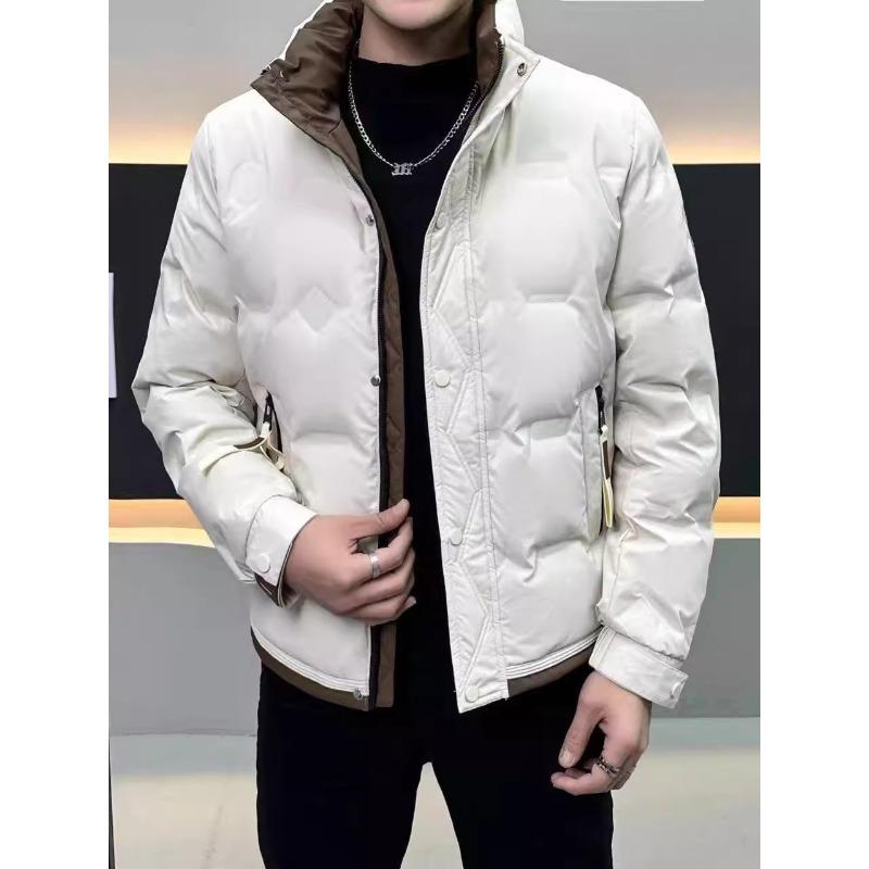 

Модная простая зимняя куртка-пуховик с воротником-стойкой, мужская, 2025, новая, теплая, молодежная короткая куртка из утиного пуха в корейском стиле, хлопковая куртка от холода 4XL