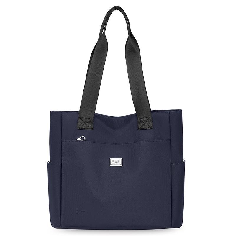 Waterproof Nylon Tote Bag Multiple Pockets Large Capacity For Work School Shopping Daily Use
