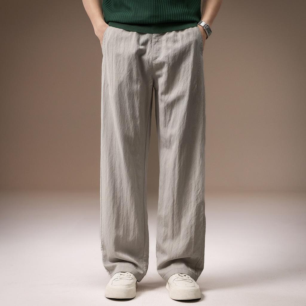 High-end Lyocell old money casual pants men's spring new Japanese retro straight loose drape men's trousers