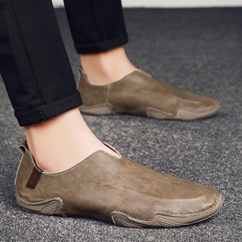 White Black Leather Lazy Driving Comfortable Soft For Men Dress Men'S Formal Shoes Loafers Moccasins Breathable Slip On