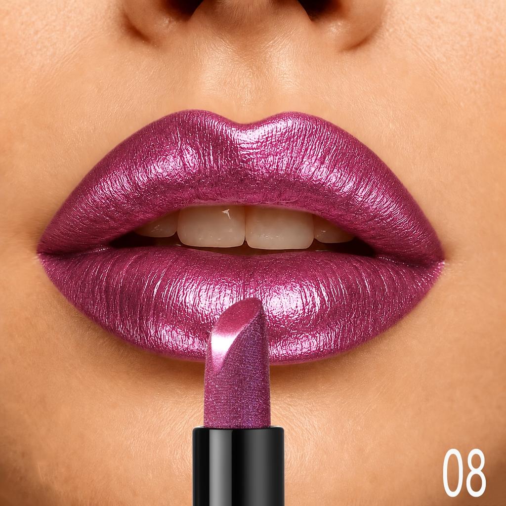 Rossetto Perlescente con Brillantezza Fine, ad Alto Lucido, Facile da Colorare, Lunga Tenuta, Facile da Colorare, Idratante, Effetto Cremoso e Liscia