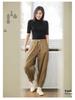 Women's Korean Style Cargo Harem Pants: Loose Fit, Elastic Waist, Plus Size, Ankle Banded, for Summer & Autumn.