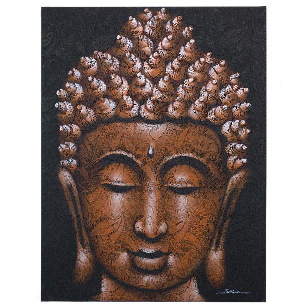 Buddha-Gemälde, Kupferbrokat 80x60cm