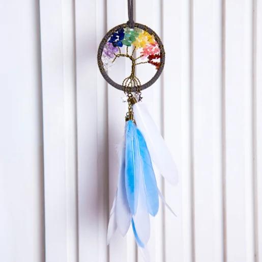 Mini 38cm Dream Catchers Hanging Car Kids Nursay Room Decoration Indian Style Feathers Pendants Bag Key Chains Wind Chimes