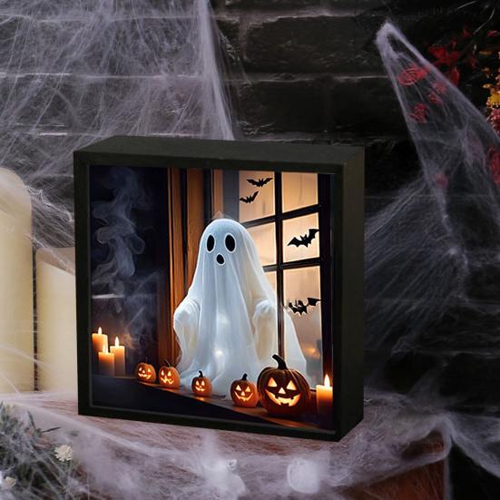 Halloween Duch Noční světlo Malování Fotorámeček 3D Plamen Hororová Panenka Svítící Album LED Stolní Dekorace Světlo do Ložnice