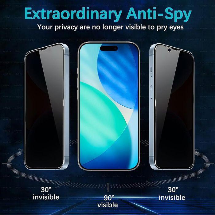 Film de protection en verre trempé - BOOLING - iPhone 17 - Anti-espion - Installation facile - 4 pièces
