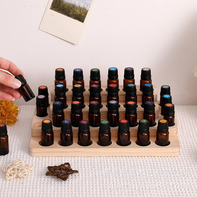 Wooden Multi-layer Essential Oil Display Rack with Multiple Slots