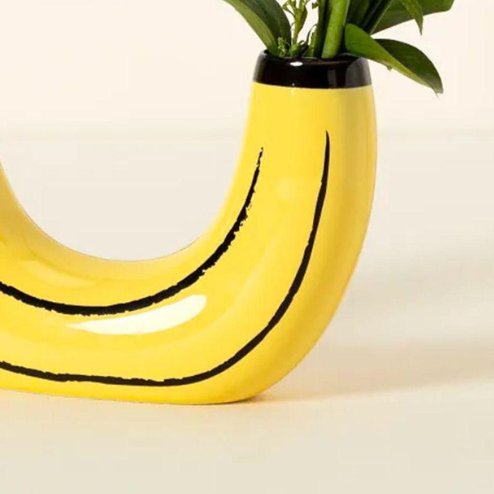 Resin Decorative Bud Vase Banana Shape Flower Arrangements Container Dining Table Centerpieces