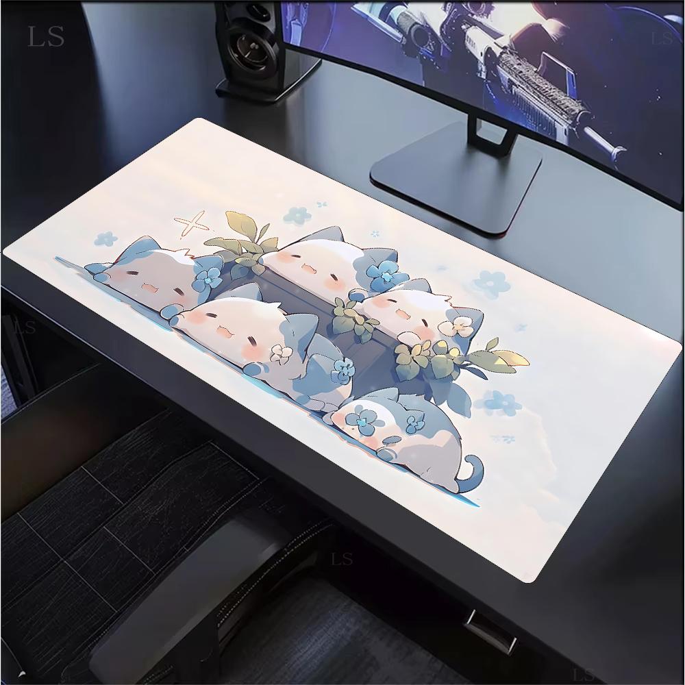 Cute Cartoon Cat Mouse Pad Large Computer Keyboard Mouse Pad Kawaii Natural Rubber AntiSlip Mat Perfect Gift Girlfriend Women