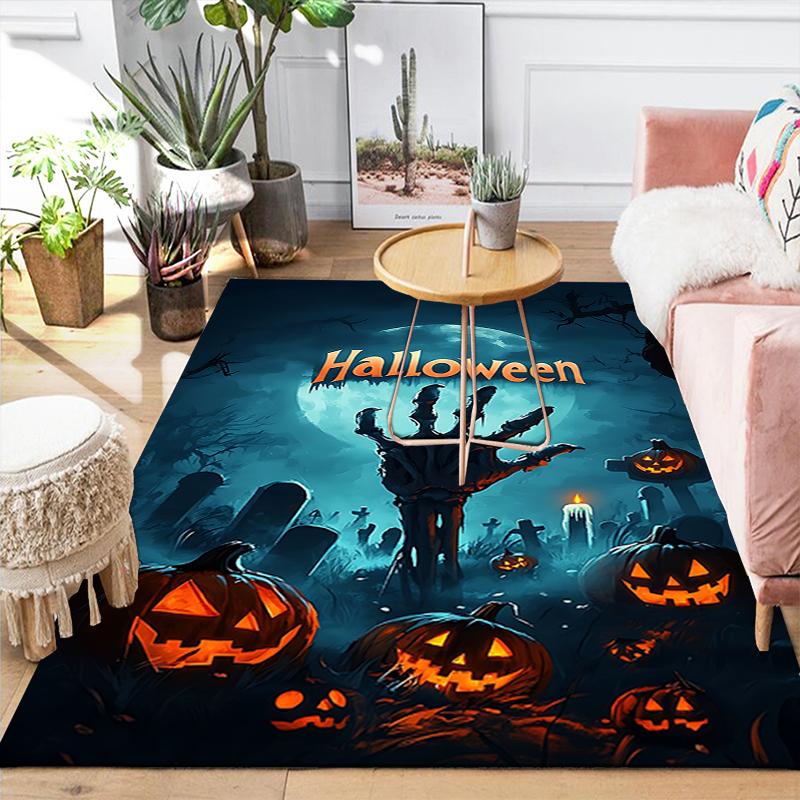 1Pc Spooky Halloween Night Rug, Office Carpet Indoor Outdoor Doormat, Non-Slip, Comfortable, Living, Christmas Halloween, Xmas Gift G125