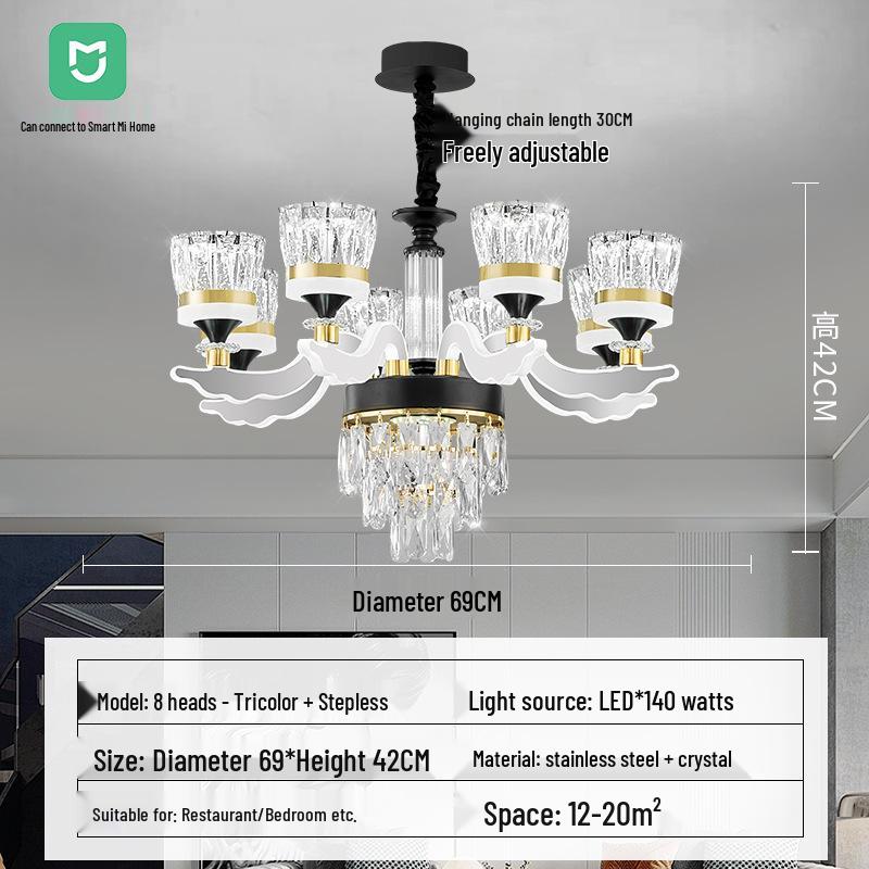 Chinese Style Luminous Crystal Chandelier: Modern Luxury Lighting for Living Rooms and Halls