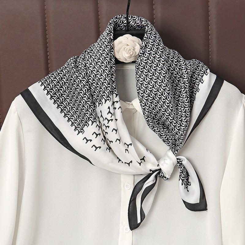 New Luxury Brand Silk Square Plaid Scarf Women Satin Neck Hair Tie Band Soft work neckerchife  NEW Hijab Head Female Foulard