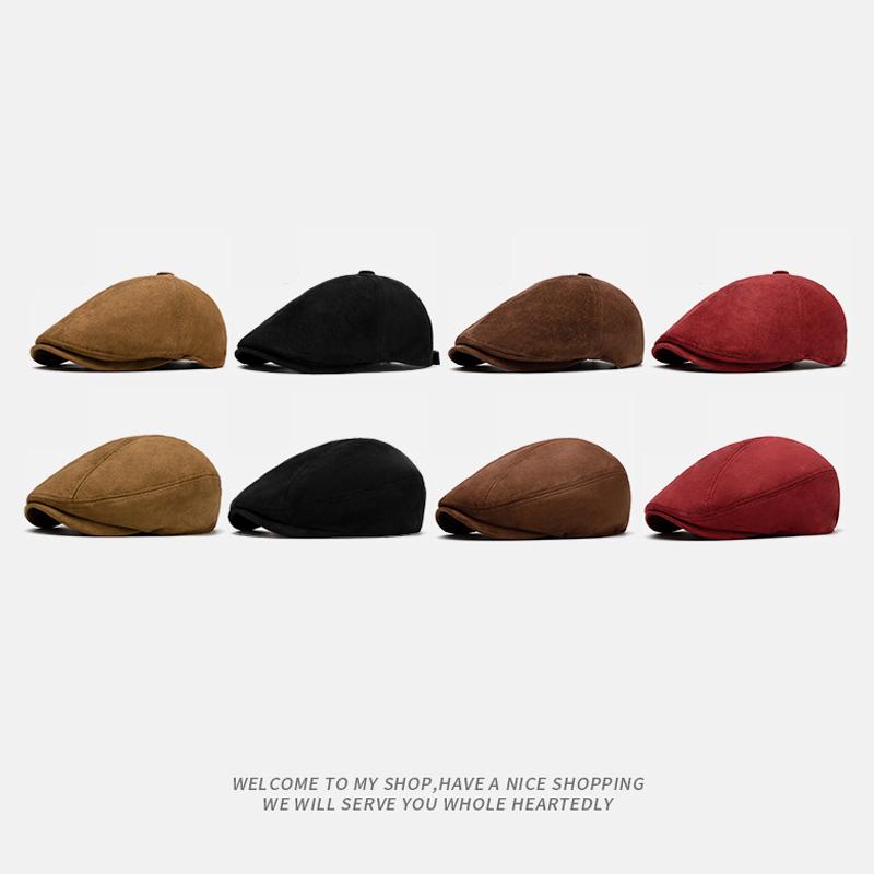 Autumn Winter Berets Men Women Suede Solid Color Cap Octagonal Cap British Newsboy Cap Painter Forward Cap