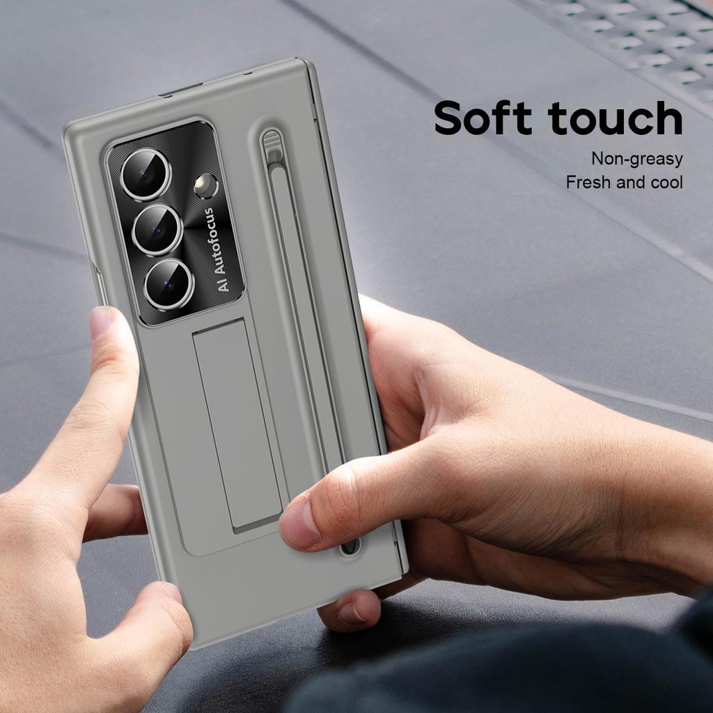 Invisible Elastic Bracket 2in1 Pen Slot Phone Case for Samsung Galaxy Z Fold7 Fold 6 7 with Screen Film Armor Shockproof Cover