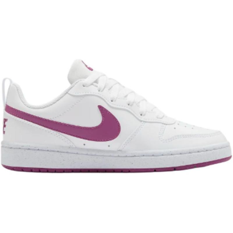 Nike Court Borough Slip Resistant Abrasion Resistant Low top Kids' Skateboarding Shoes White Purple Sneakers DV5456-121