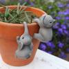 2Psc Cute Elephant Figurine Hanging Cup Decoration Flower Pot Edge Pendant Cartoon Animal Statue Outdoor Garden Bonsai Ornaments