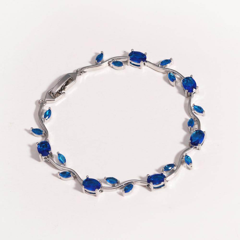 Colorful Trendy Charm Marquise Cut Cubic Zirconia Bracelets For Women CZ Leaf Bridal Wedding Party Jewelry Gift