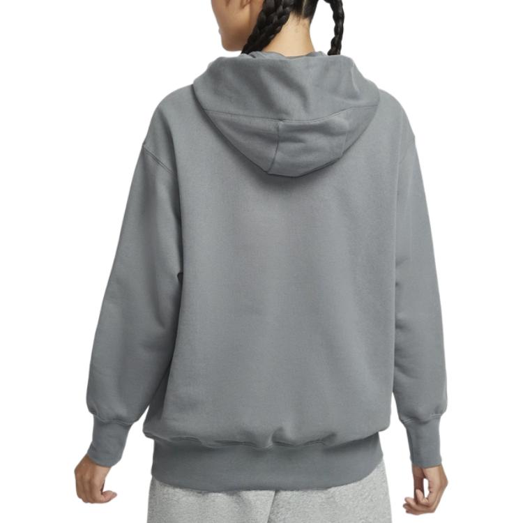 Nike Kapuzenpullover Sportlich Lässig Locker Sweatshirt Damen Sweatshirt Grau Blau HQ4869084