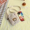 Girls Portable Corduroy Bear Phone Crossbody Bag, Mobile Phone Coin Purse, Fashionable Cross Small Bag, Corduroy Mini Bag Bolsos