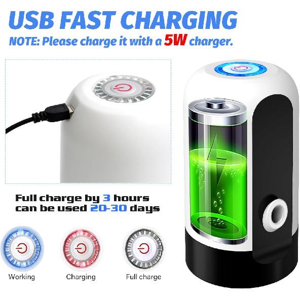 GetKen 5 Gallon Water Table Pump Rechargeable, Water Dispenser for 5 Gallon Bottle Bottom Loading, Portable USB Charging Automatic Drinking Mini