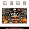 1 item, Halloween banner background decoration, 2D flat skull figure, pumpkin and spider web pattern background wallDJH