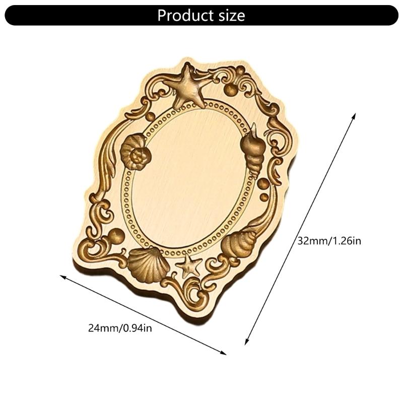 Antique Solid Brass Wax Seal Stamp Head Engraved Embossing Tool Seal Flower Frame for Handmade Letters Gift Wrapping