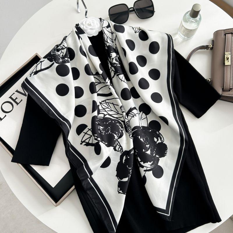 Letra Estampada Seda Imitada de Alta Qualidade Lenço de Seda Twill Decorativo Feminino