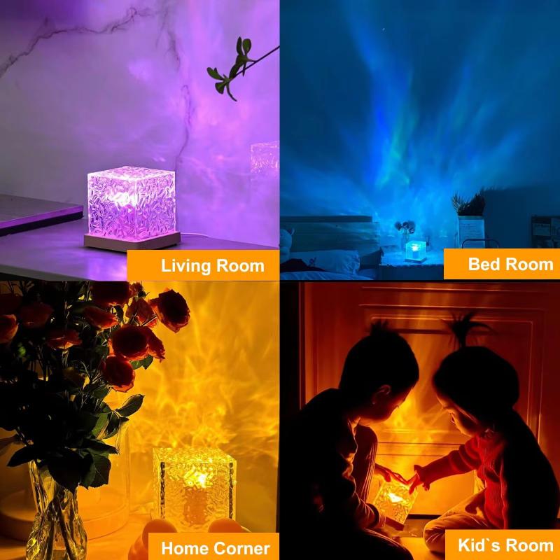 Ocean Wave Aurora Projector Light Ultra Quiet USB Powered 16 RGB Colors Water Ripple Lamp for Bedroom Night Use