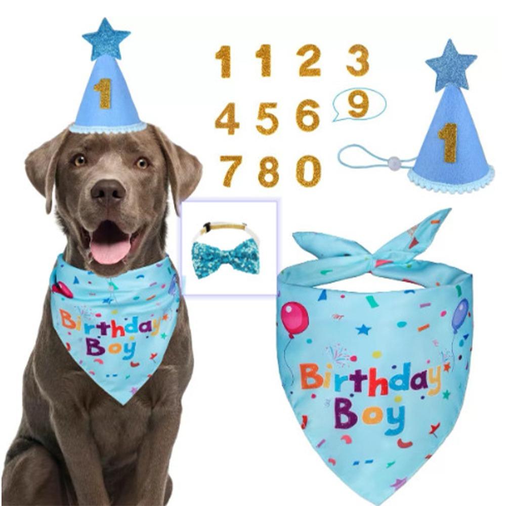 Adjustable Pet Birthday Caps Cute Dog Birthday Bib Cat Triangle Scarf  Puppy Costume