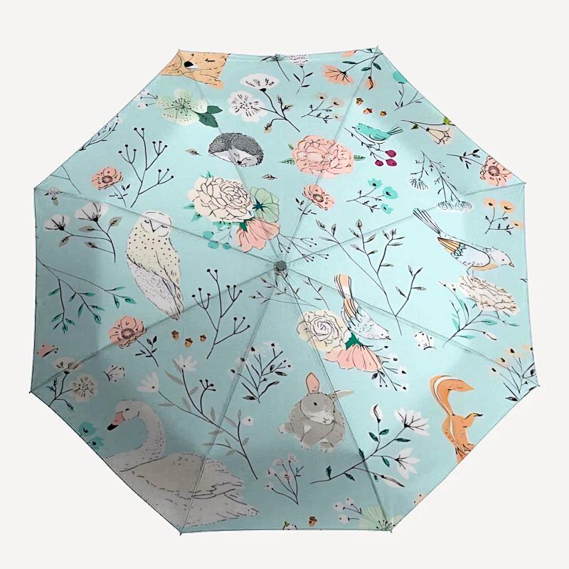 

1PC Floral Animals Umbrella-8-Rib Reinforced Portable Folding Travel Suitable for All Seasons Outdoor Daily , Fun Design-Z0425