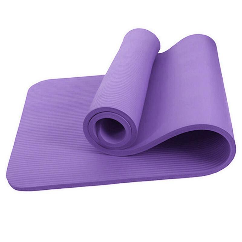 8mm Unisex Thickened Non-Slip Yoga Mat | Durable Storage Rope, Available in Solid Colors Black and Purple, NBR Material