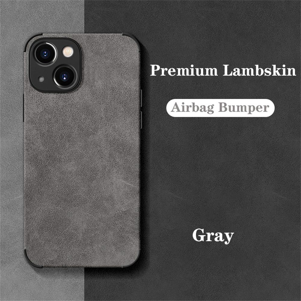 Shockproof Matte Lambskin Leather Case for iPhone 16 15 14 13 12 11 Pro X XR XS Max 7 8 Plus Soft Fabric Vintage Cover