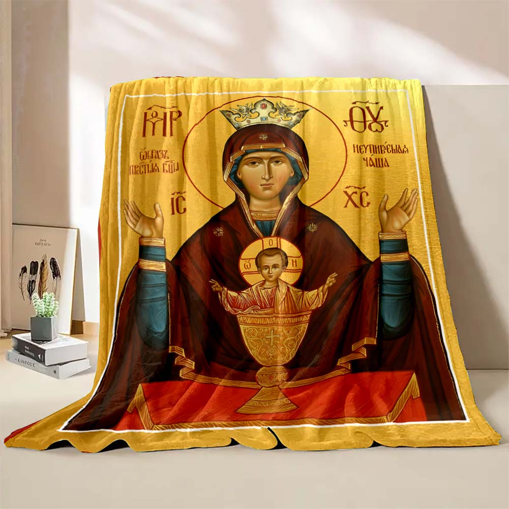 6 Sizes Jesus Virgin Maria Believer Pray Printed Blanket Soft and Comfortable Home Travel Blanket Adult and Child Warm Blanket
