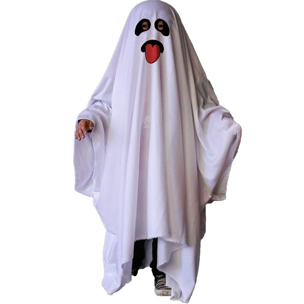 Scary Ghost Poncho Robe White Ghost Cosplay Costume Funny Halloween Cloak Cape  Stage Performance