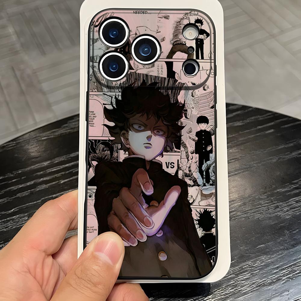 

M-Mob Psycho 100 Anime Phone Case For IPhone 17 Pro Max 16 15 14 Pro Max 13 11 X Xs Xr 8 7Plus Silicone Cover iPhone 14