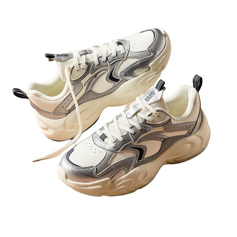 Anta Airflow Comfortable Trendy Non-Slip Wear-Resistant Low-Top Casual Shoes Women sneakers Silver-Gray 922448810-4