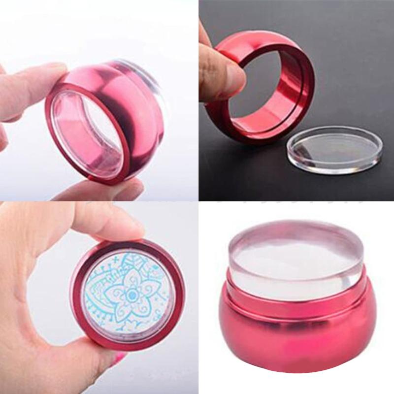 Silicone Nail Stamper Scraper Templates With Cap Clear Jelly Silicone Head Nail Stamp Scraper Stamping Polish Print Diy