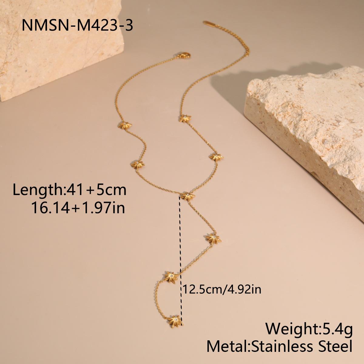 GEMCHIC Women s Y-Shape Layered Star Necklace Stainless Steel Gold Plated Chain Body Jewelry for Party and Daily Wear