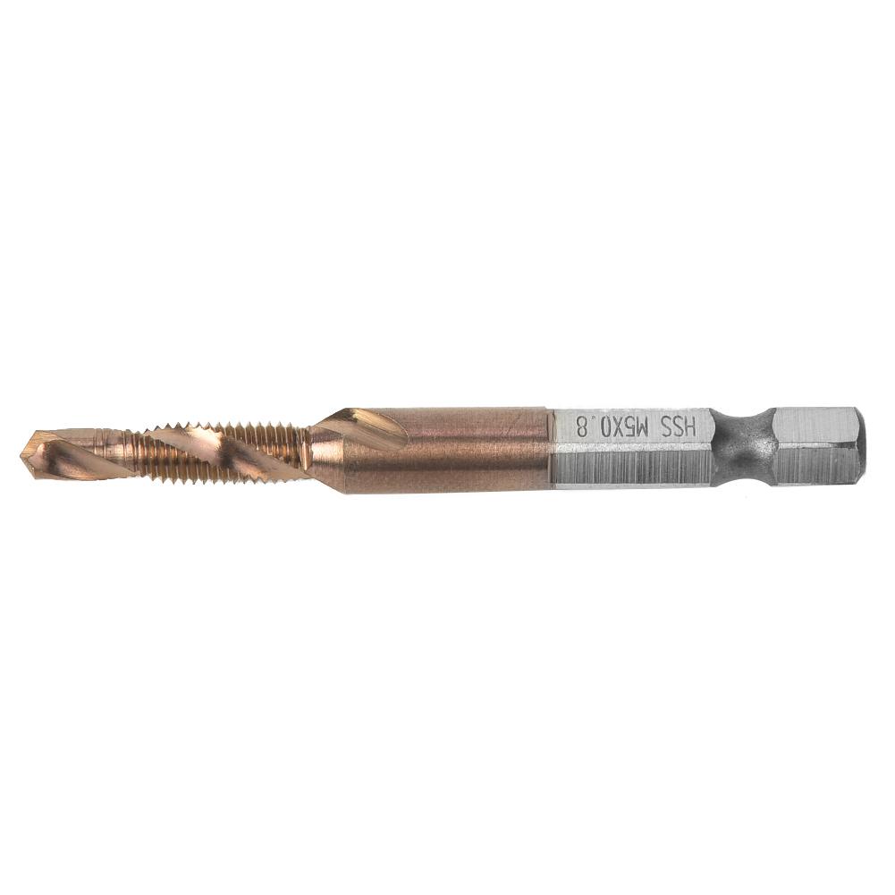 High Speed Steel 6.35mm Hex Shank Tap Drill Bit Compound Tap for Internal Chip Removal (M3)