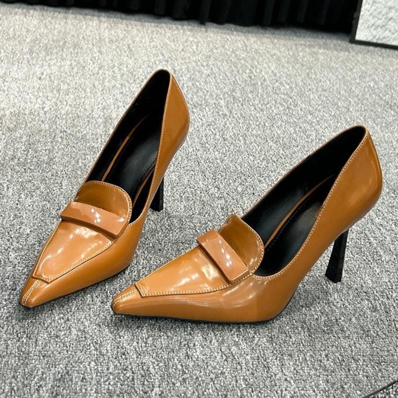 Fashion Sexy Pointed Toe Patent Leather High Heels Women Fashion Sewing Thin Heel Designer Shoes Elegant Comfort Commuting Office Shoes