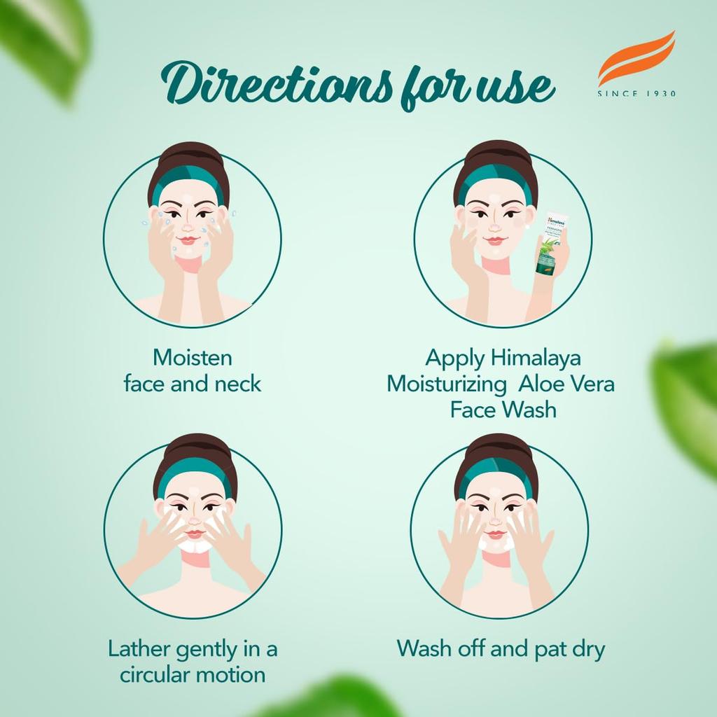 Himalaya Moisturizing Aloe Vera Face Wash 200ml Hydrating Softening Gel for All Skin Types Daily Use