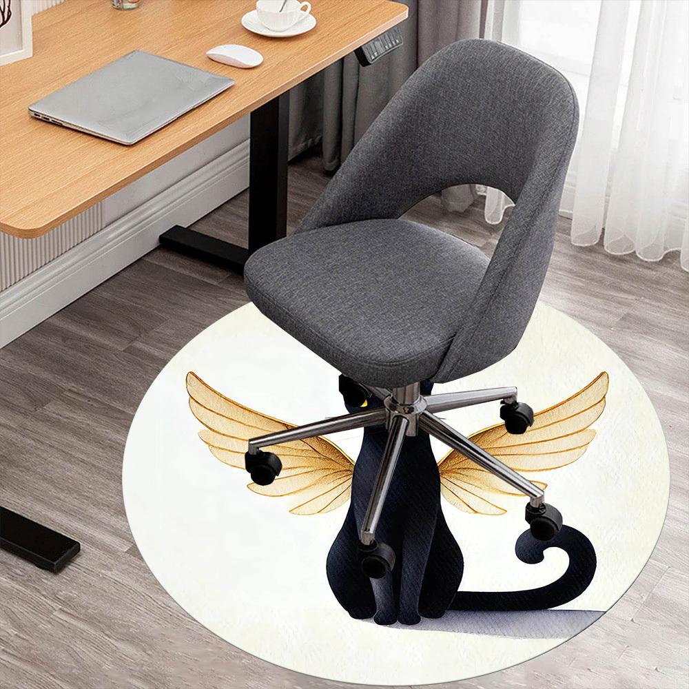 

1pc cat wings Round Chair mat Area Rug - Non-Slip, Floor Mat for Office, Bedroom, and Indoor Decor -1002063 80cm by 80cm
