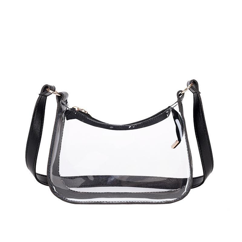 New trendy armpit bag, fashionable transparent bag, shoulder bag, portable women's bag, simple small bag.