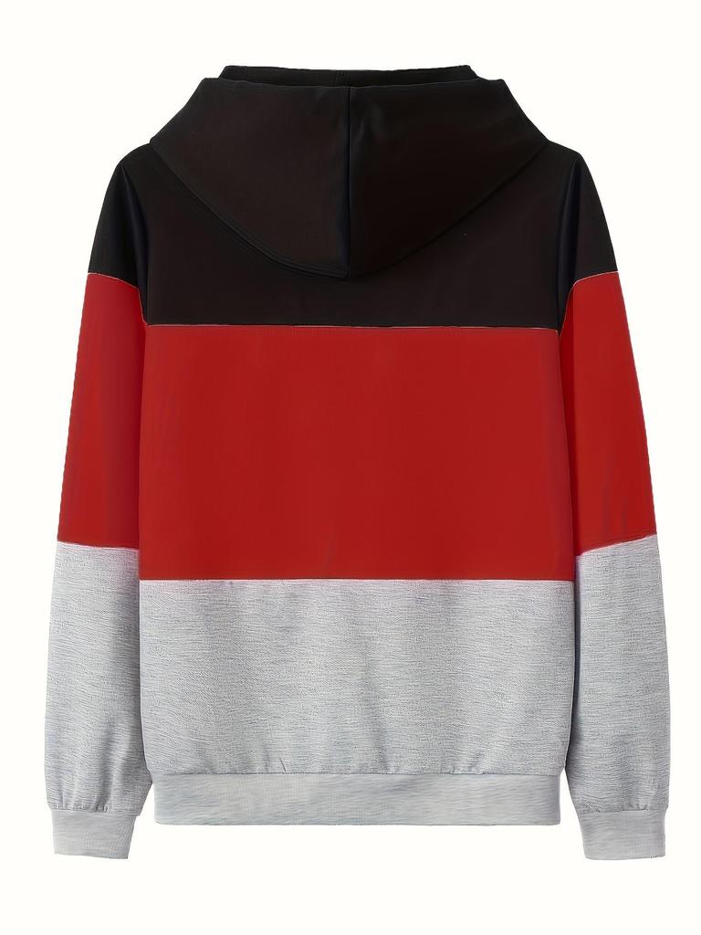 2024 Colorblock Hooded Loose Long Sleeve Set - Sexy Spring/Autumn European & American Style.