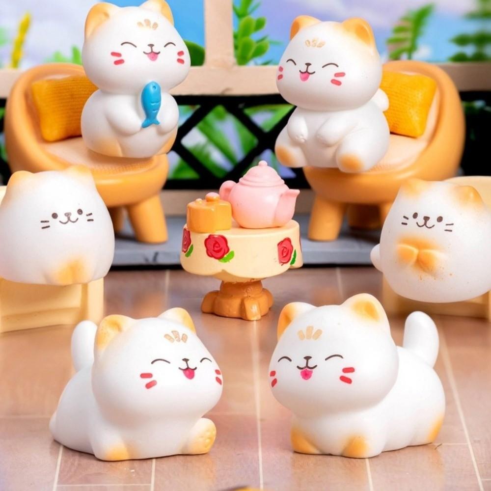 Mini Wealth Cat Model Cartoon Animal Figurine Kawaii Animal Ornaments Resin Material Mini Resin Crafts Cat Figurine Home Decor